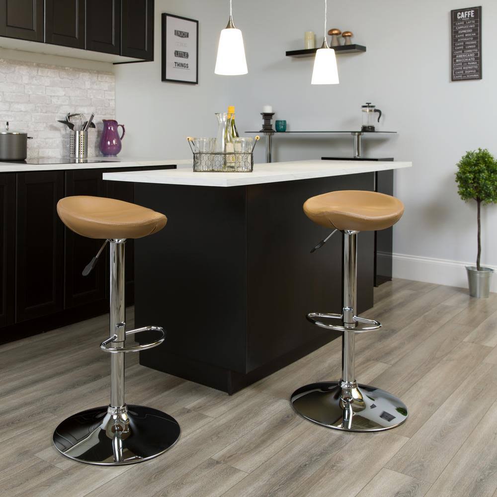 Cappuccino Vinyl Adjustable Height Barstool with Chrome Base Y9457