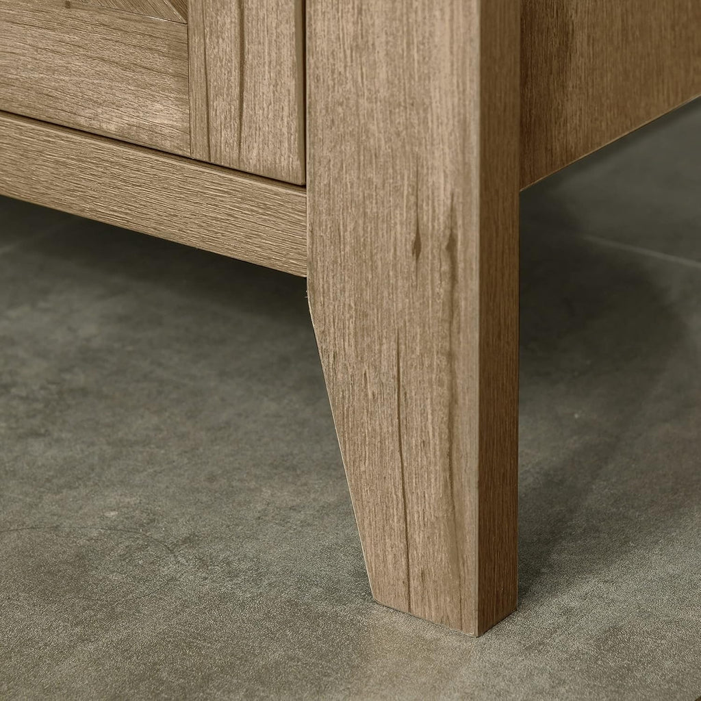Oak Finish Sideboard with Cabinet, 2 Drawers and Open Shelf E143