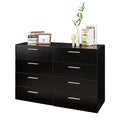 8 Drawer Black Wooden Double Dresser E1047