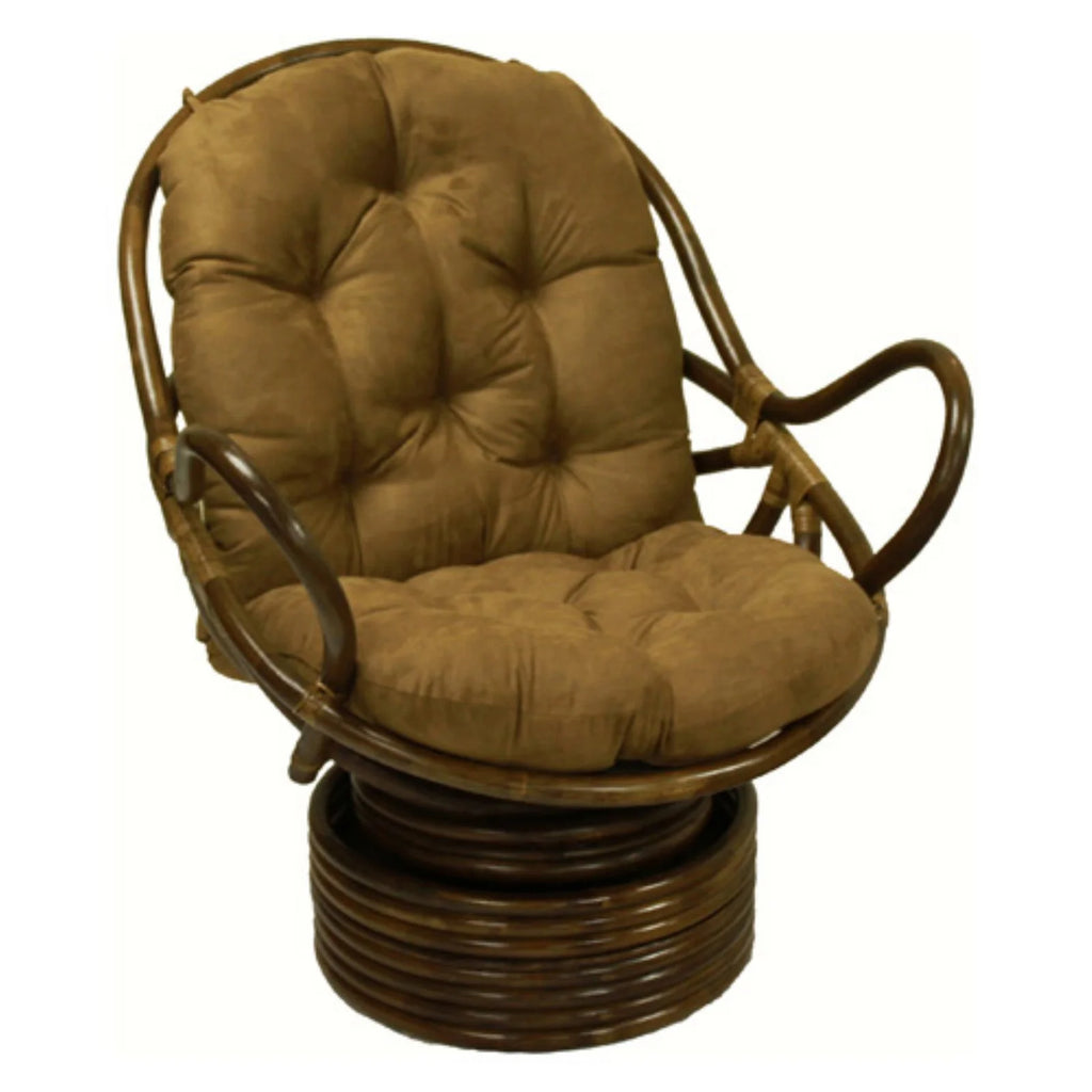 Rattan Coil Base Swivel Rocker with Micro Suede Cushion C874