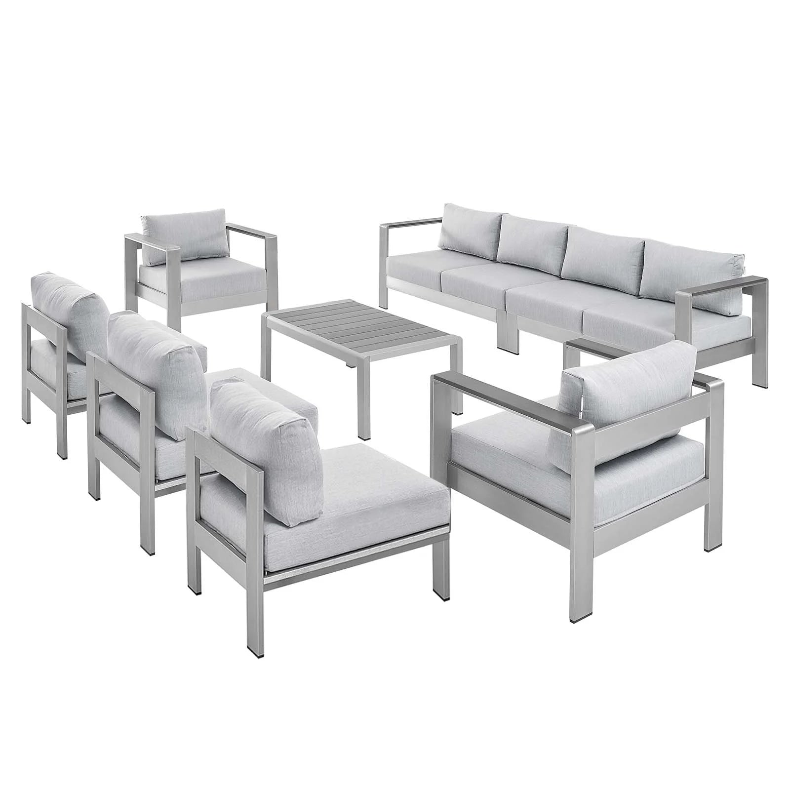 8 Piece Outdoor Patio Sectional Sofa Set in Silver Gray H95155