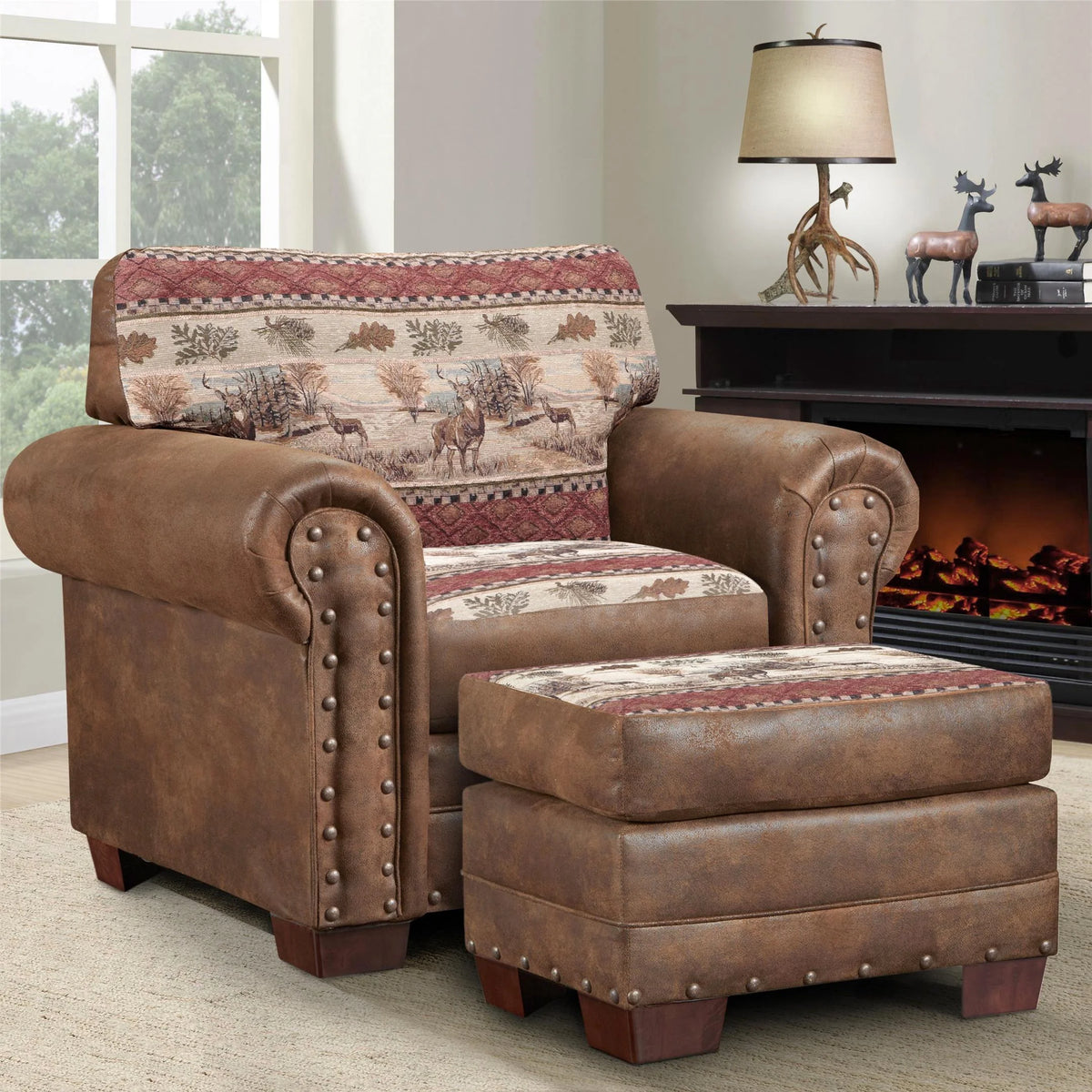 Deer Valley Arm Chair with Matching Ottoman J696