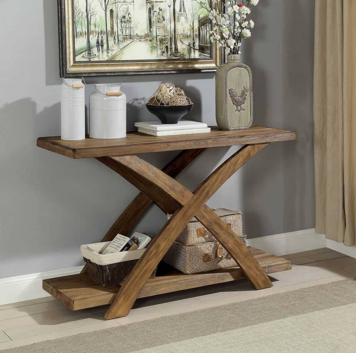 Rustic Sofa Table in Antique Light Oak M276