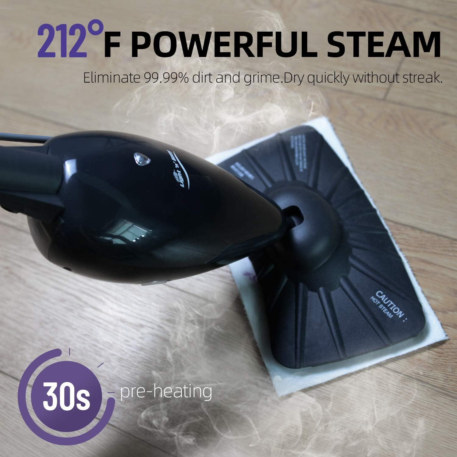 Steam Mop, Ultra-Lightweight, Black M651
