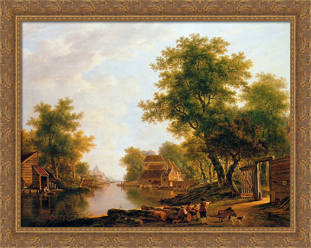 Large Gold Ornate Wood Framed Canvas Art J76138