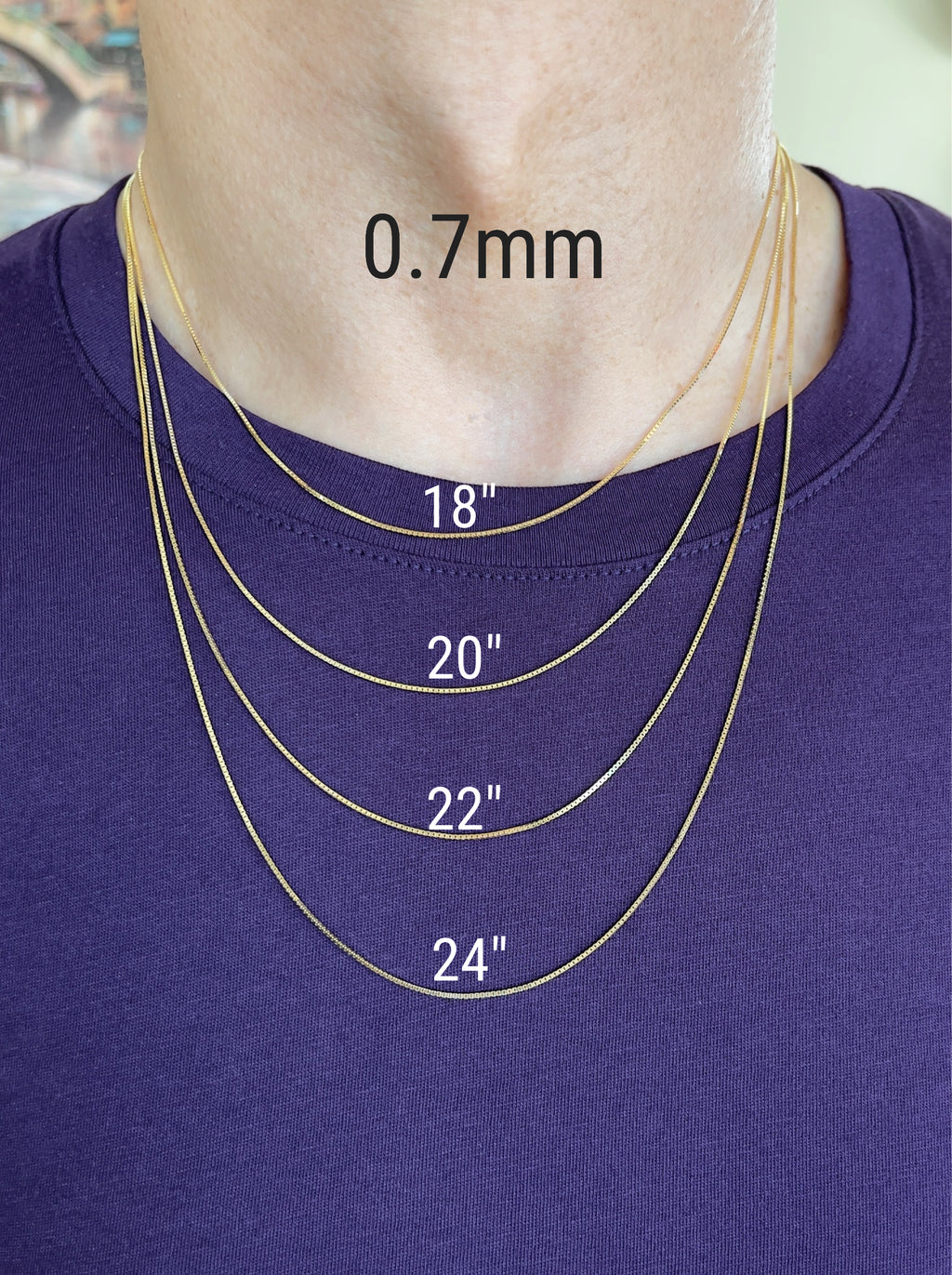 0.7mm 14K Yellow Gold Diamond Cut Box Pendant Chain Necklace 16" 18" 20" 22" 24" Z213