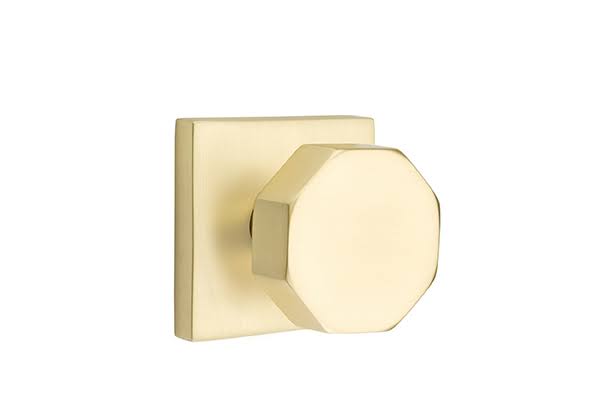 Satin Brass Octagon Knob Privacy Set T849