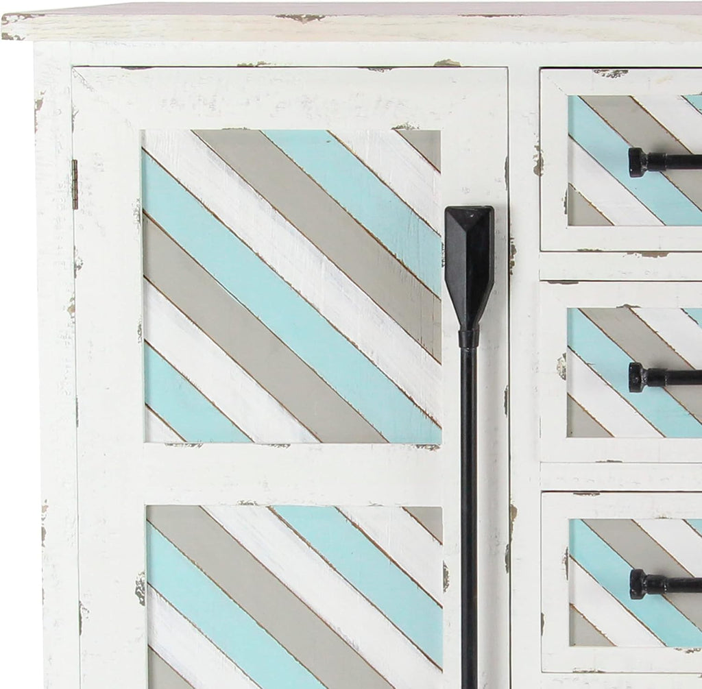 White Chinese Fir Wood Chest Storage Drawers, 33 L x 15 W x 31 H Q354