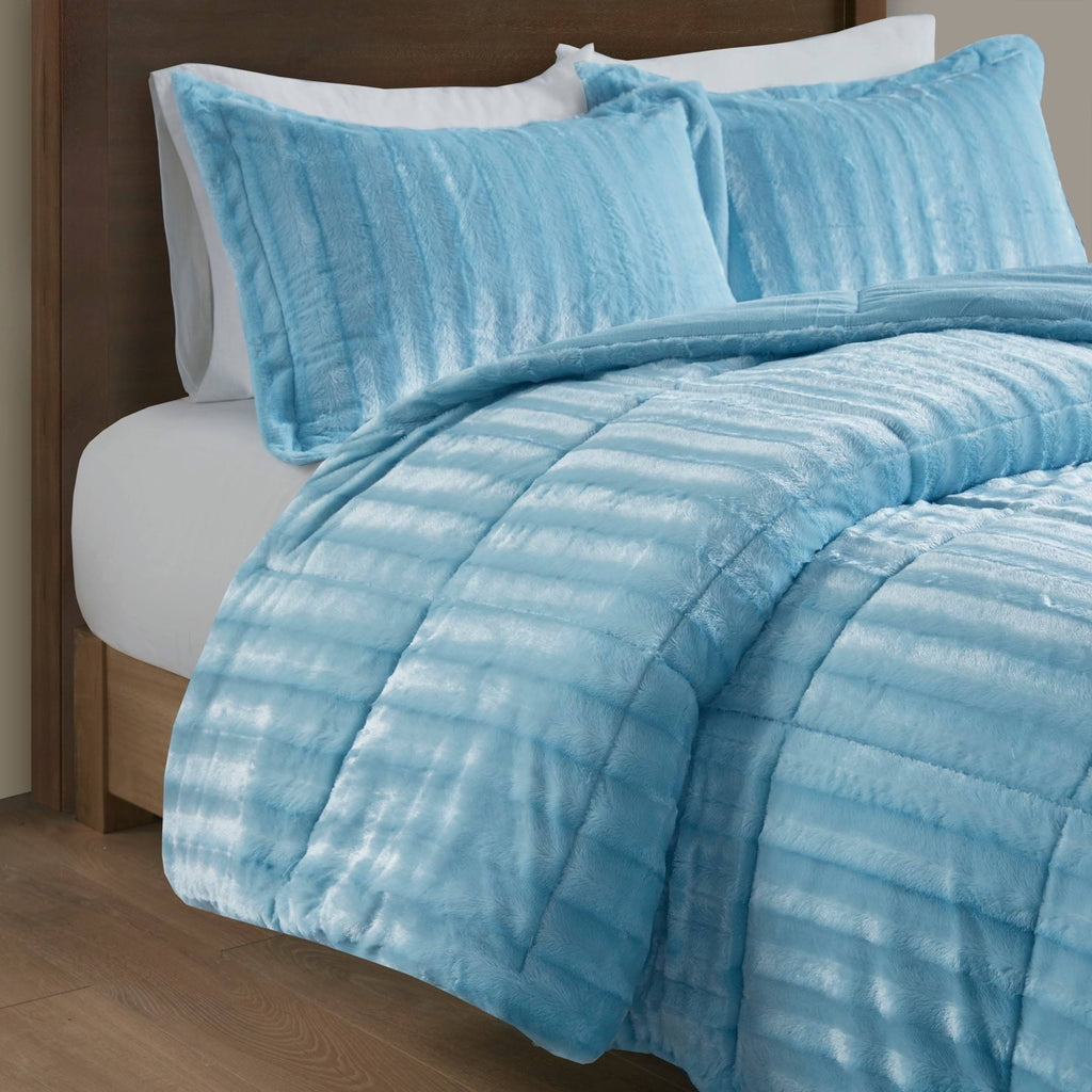 Grey Faux Fur Comforter Mini Set King/Cal King U37918