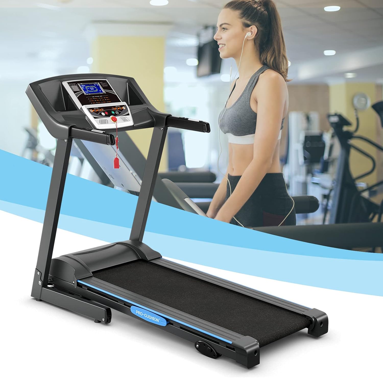 Folding Treadmill with 12 Preset Program and LCD Monitor Y1710