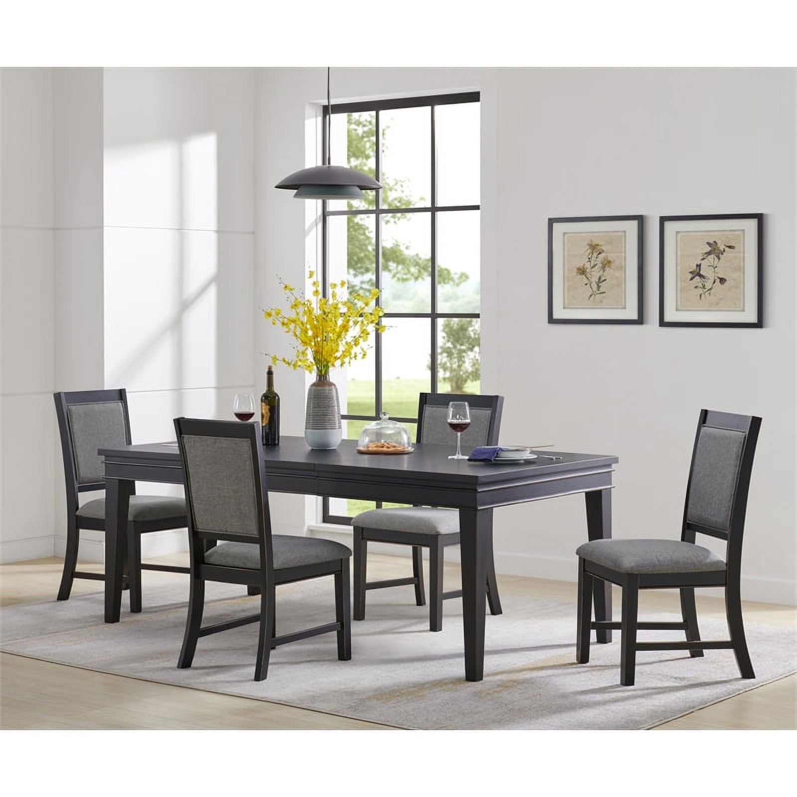 Black and Grey Linen Dining Room Chair (Set of 2) S93531