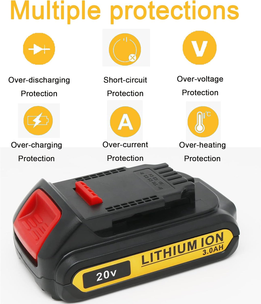 2 Pack 20V 3.0Ah Battery and Charger Combo for Cordless Tools M386