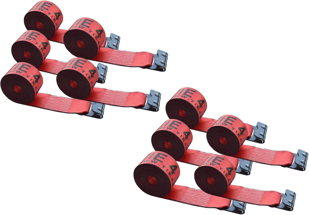 4 Pack Yellow Heavy Duty Tie-Down Winch Strap with Flat Hooks G681186