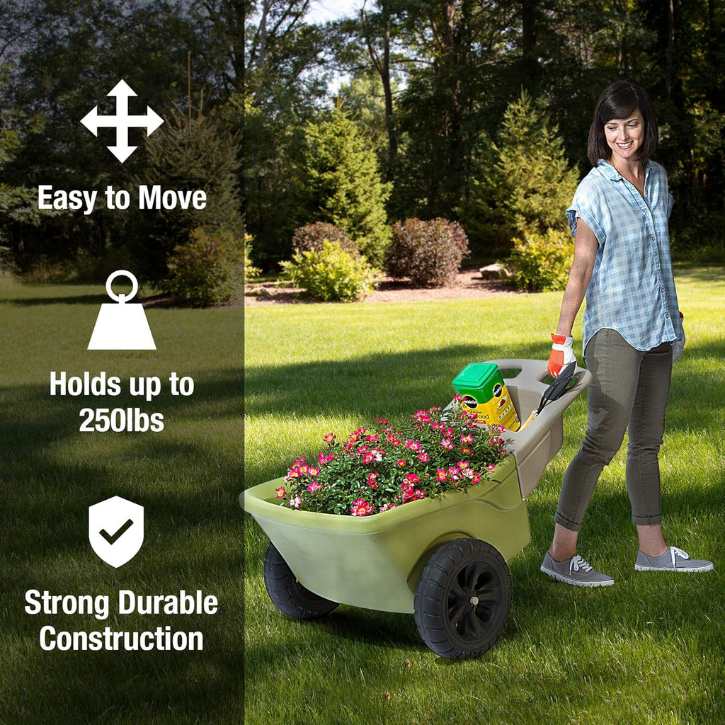 Green 4 Cubic ft. Plastic Wheelbarrow with 2 Wheels E721