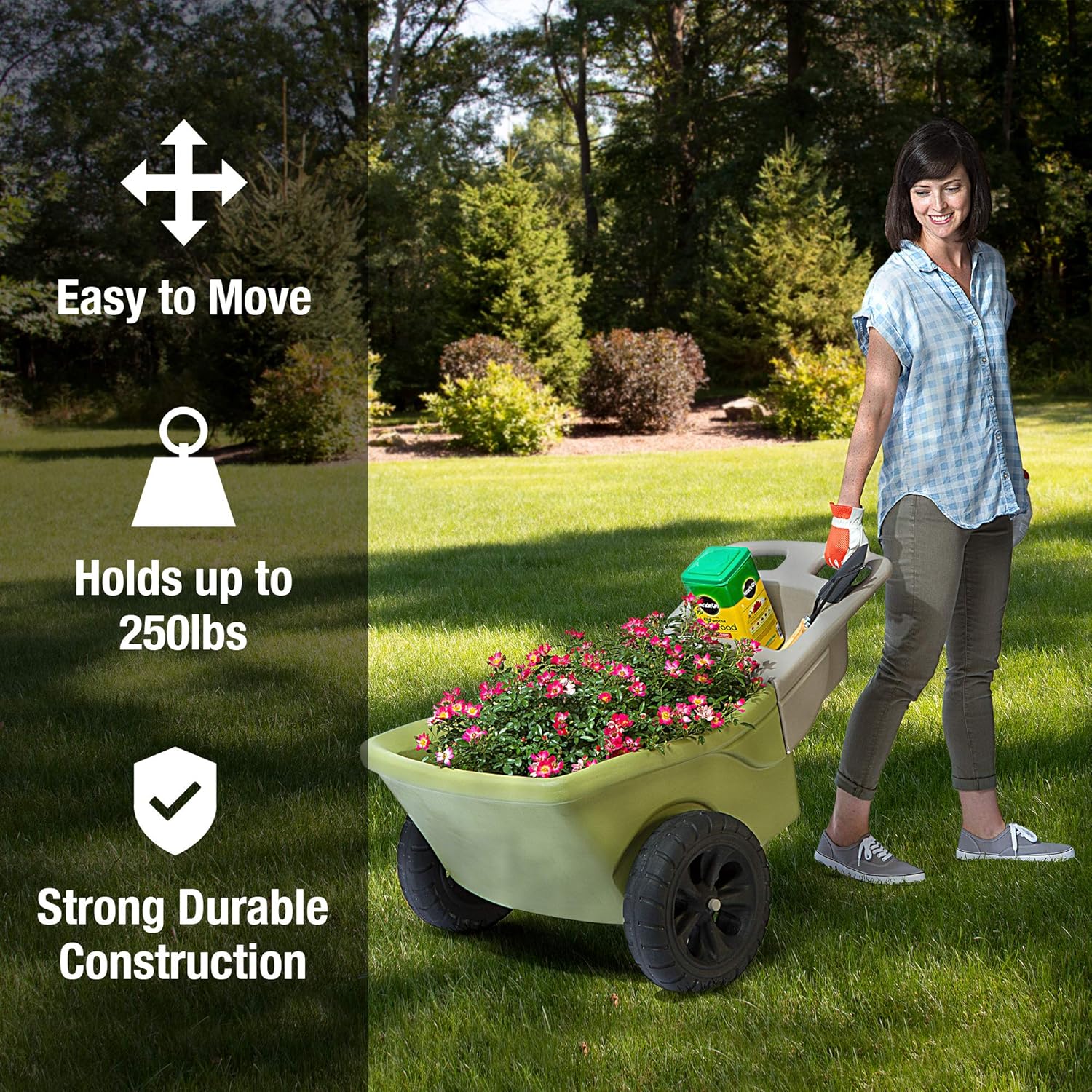 Green 4 Cubic ft. Plastic Wheelbarrow with 2 Wheels E721