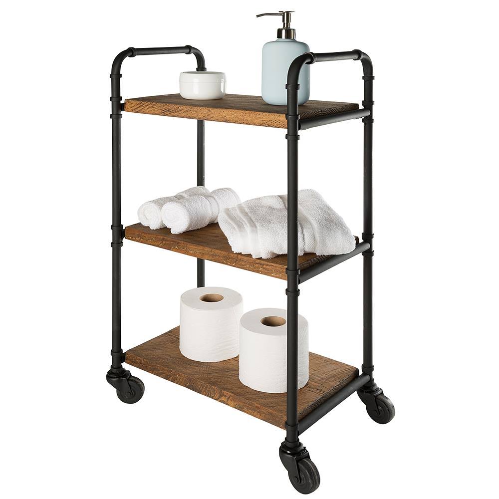 Black Steel Base with Wood Top Kitchen Cart S595