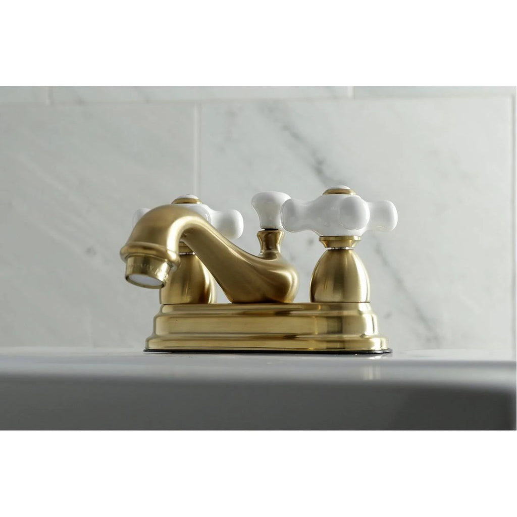 Satin Nickel Centerset Lavatory Faucet with Brass Pop-Up P79191