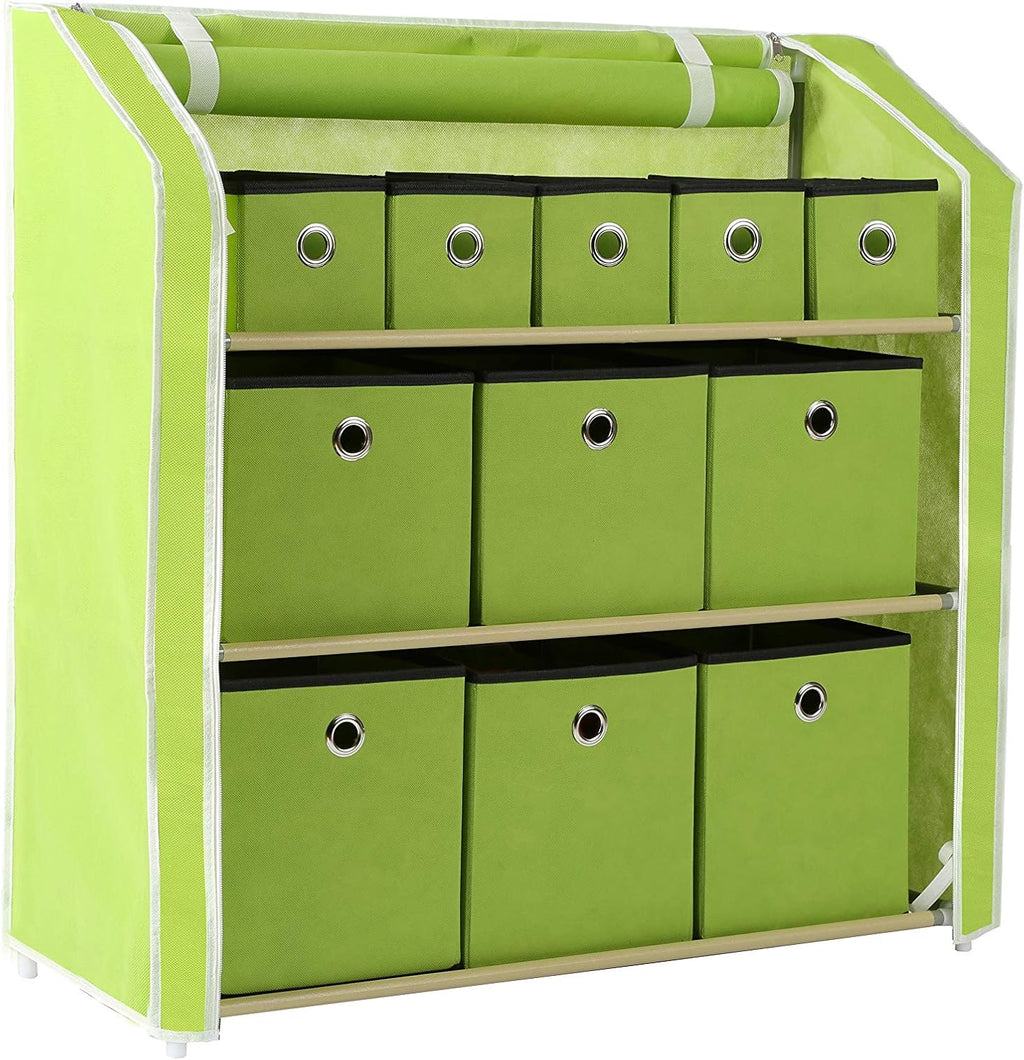 Turquoise 11 Drawers Storage Chest with Metal Frame R21243