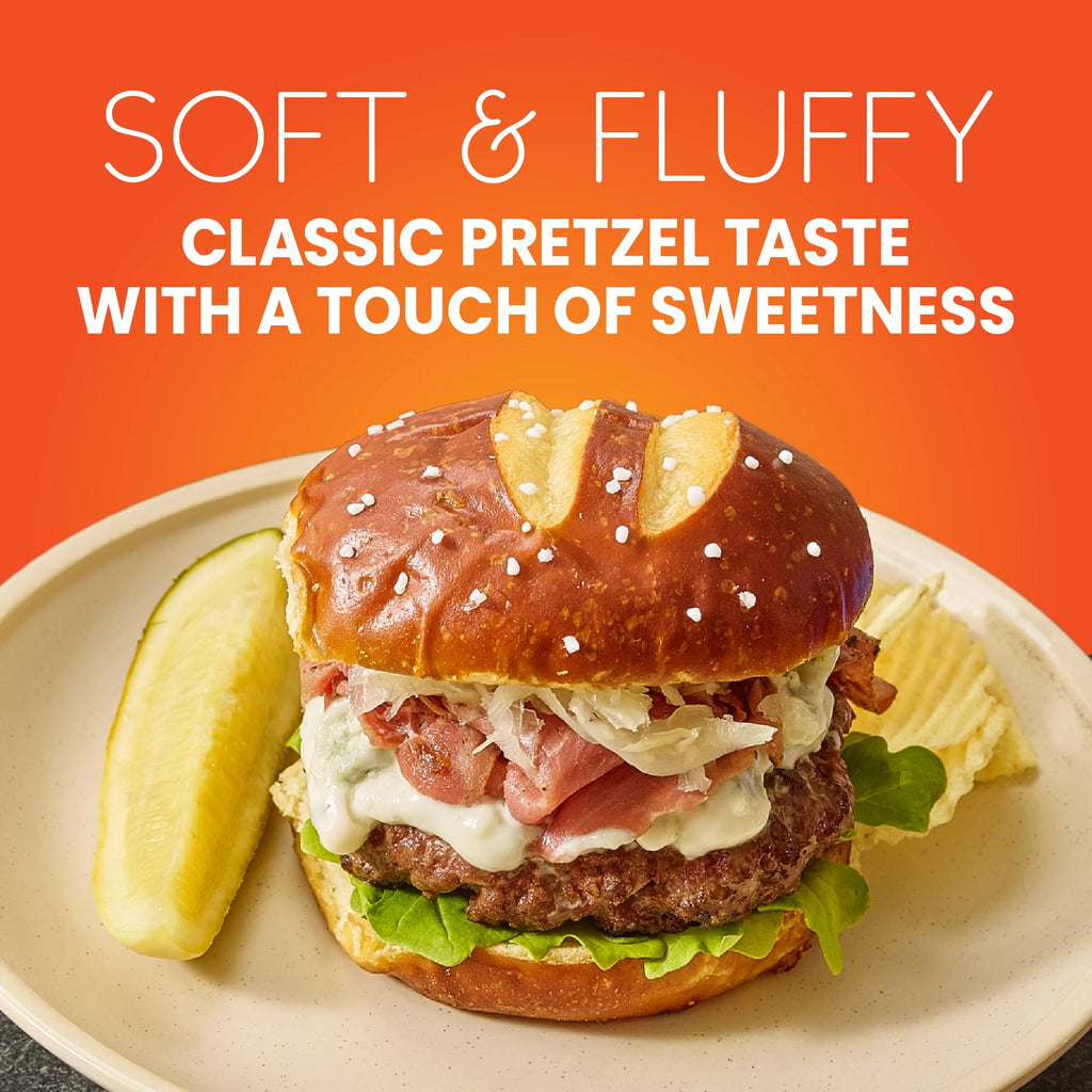 Pretzel Hamburger Buns, 4 Count, 10.5 oz E727