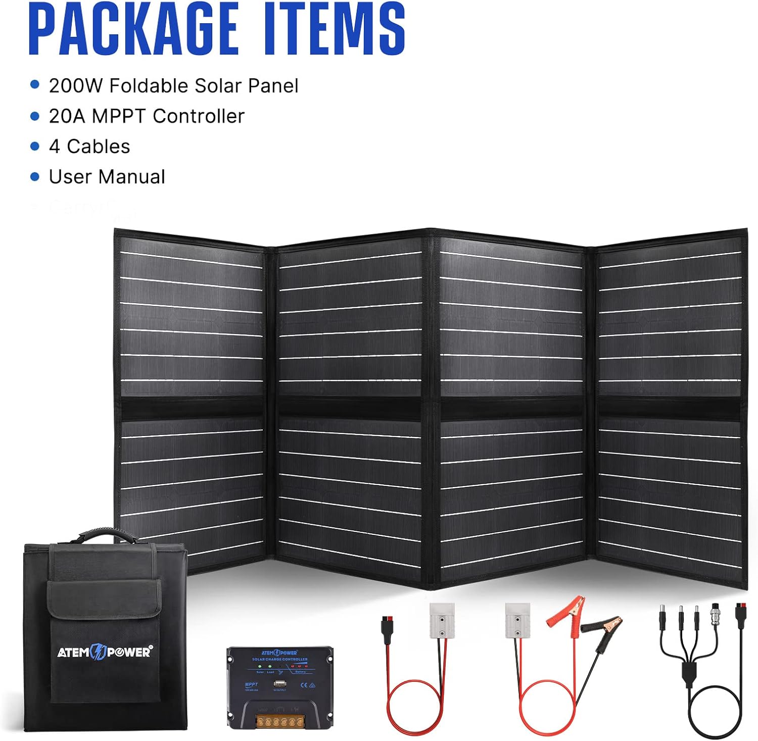 200W Foldable Monocrystalline Solar Panel with 20A MPPT Controller F85635