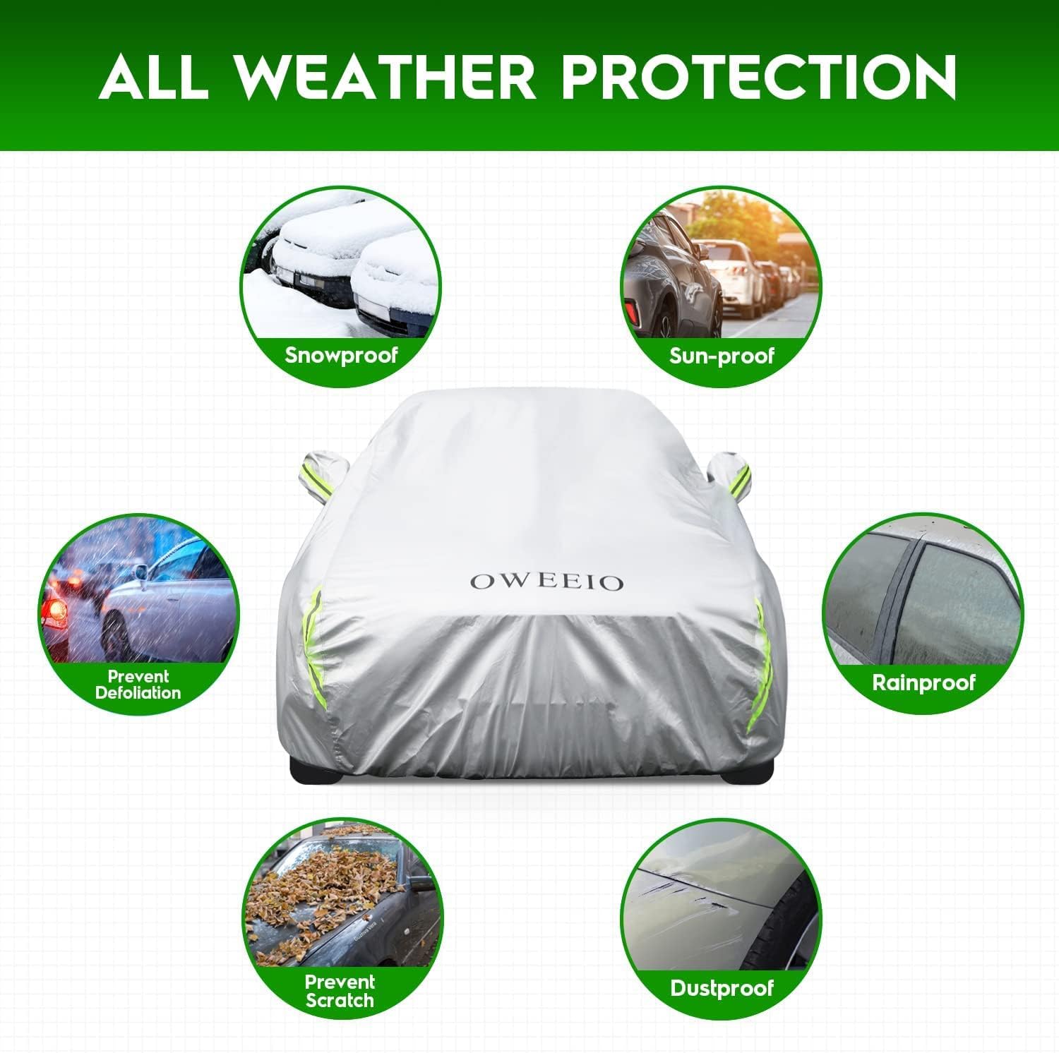 6 Layers Waterproof All Weather Car Cover with Zipper P8002