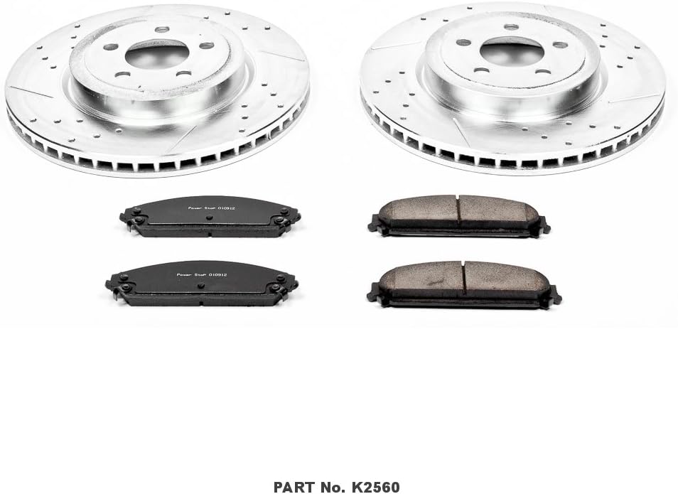 Front Z23 Carbon Fiber Brake Pads with Drilled & Slotted Brake Rotors Kit K23415