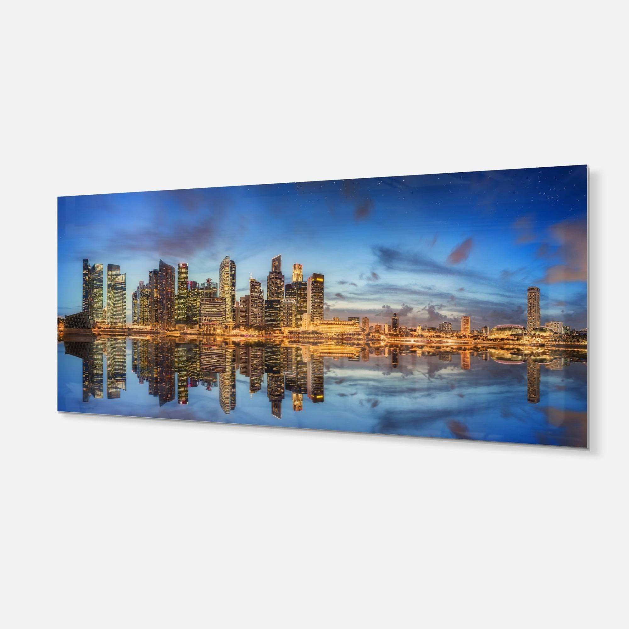 40 in. Wide x 30 in. High White Glossy Metal Cityscape Wall Art D9293
