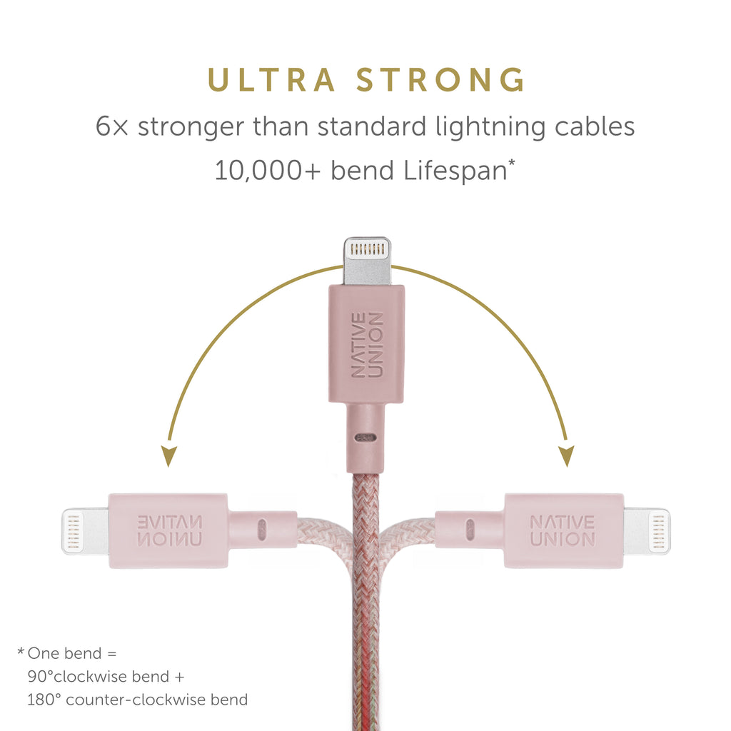 10ft Reinforced Lightning to USB Charging Cable with Leather Strap L767