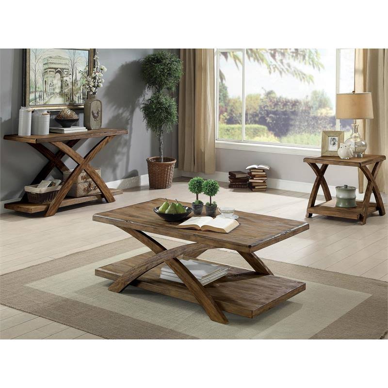 Rustic Sofa Table in Antique Light Oak M276