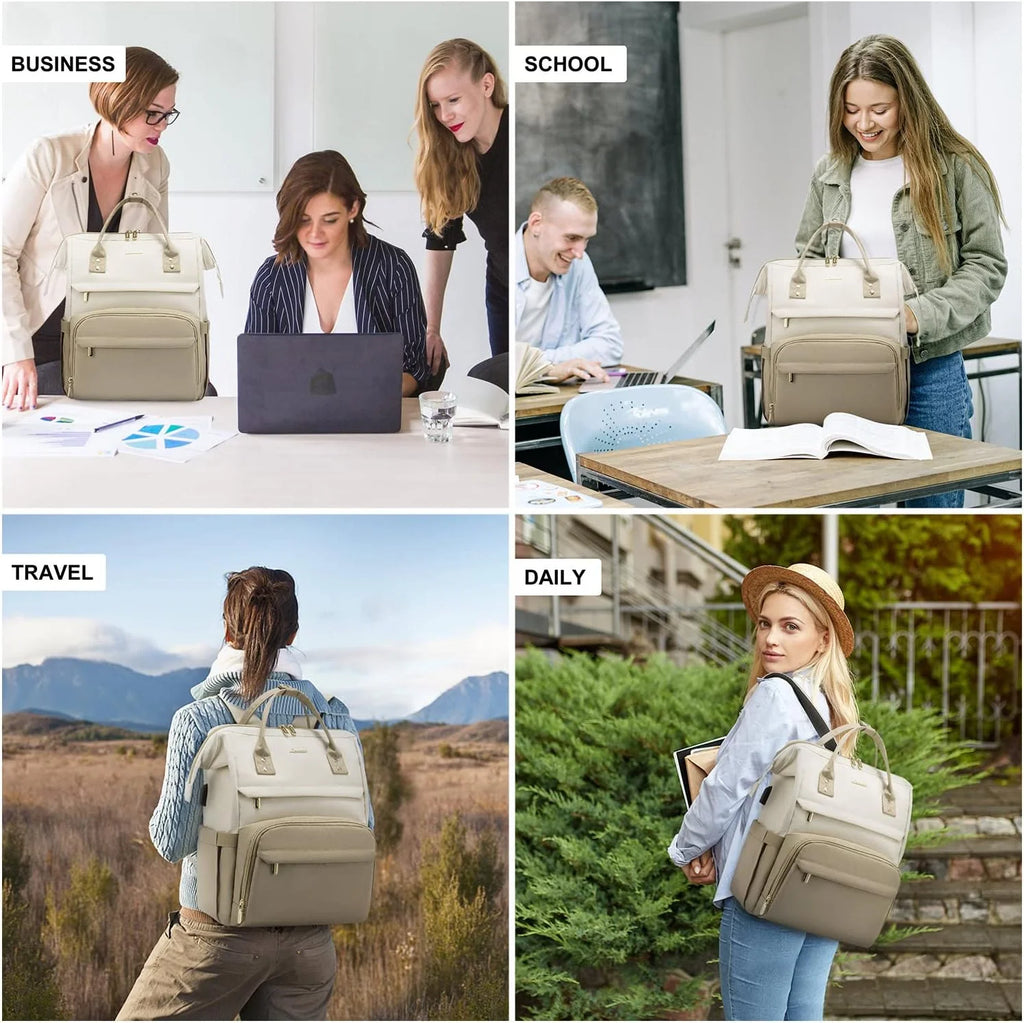 Beige-Khaki Waterproof Laptop Backpack L719491