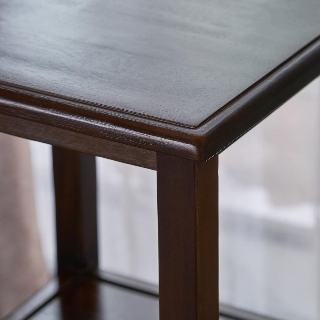 Brown Mahogany Acacia Wood Accent Table with Bottom Drawer L4523