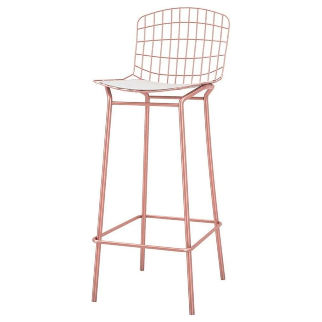 Rose Pink Gold and White Barstool Set of 3 K8019