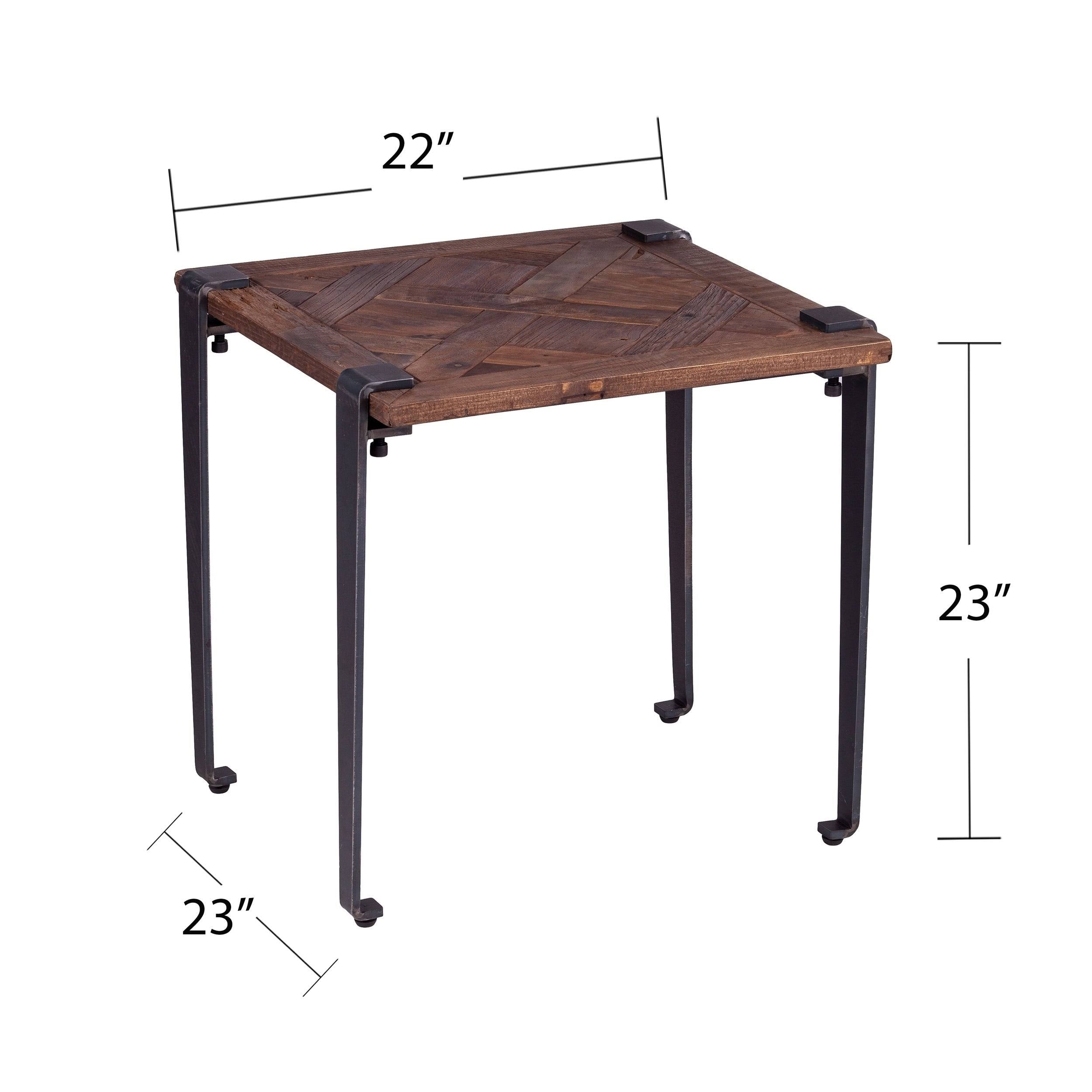 Square Metal and Reclaimed Wood End Table V879472