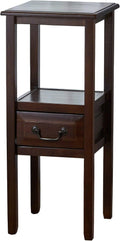 Brown Mahogany Acacia Wood Accent Table with Bottom Drawer L4523