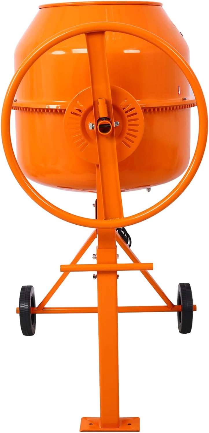 Orange Electric Cement Mixer with Wheel & Stand O267227