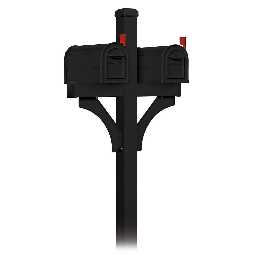 Black 2 Sided In-Ground Mounted Mailbox Post I8297