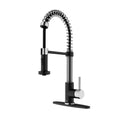 Stainless Steel & Matte Black Pull-Down Kitchen Faucet with Deck Plate I1290