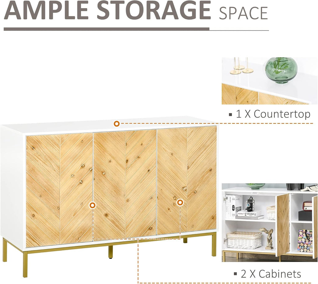 Natural Wood 3 Door Accent Sideboard Cabinet with Adjustable Shelving G8376