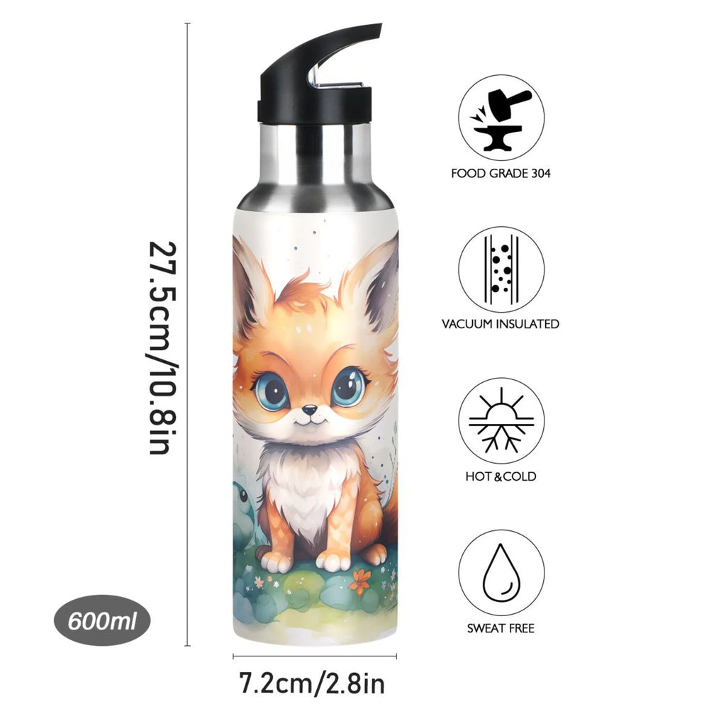 Stainless Steel Insulated Thermos Vacuum Flask Water Bottle with Straw Lid P319813