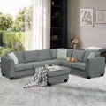 Grey Modular Sectional Sofa with Ottoman V9093