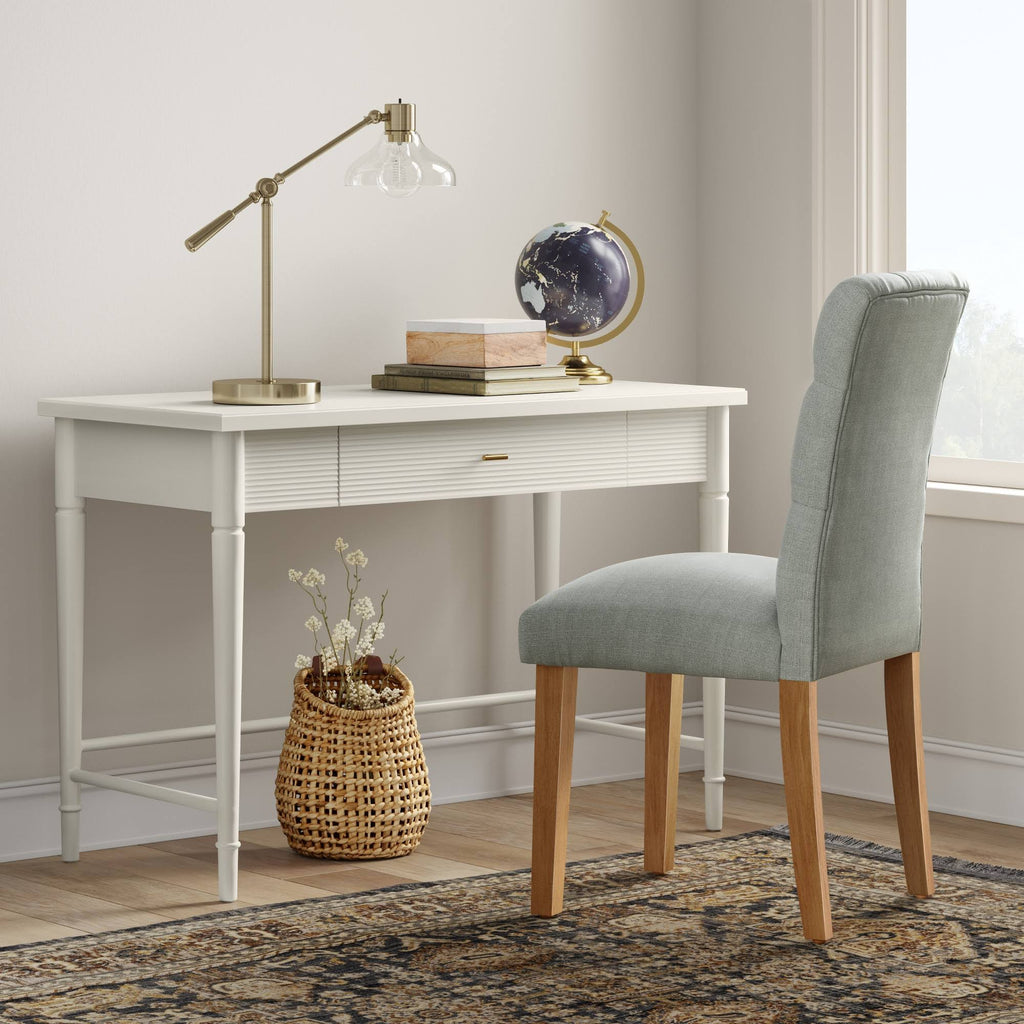 White Wood Writing Desk with Drawers R39270