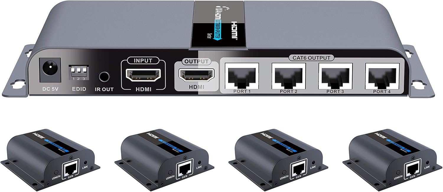 1080P 1x2 HDMI Splitter Over Cat6 Extender with IR X8685