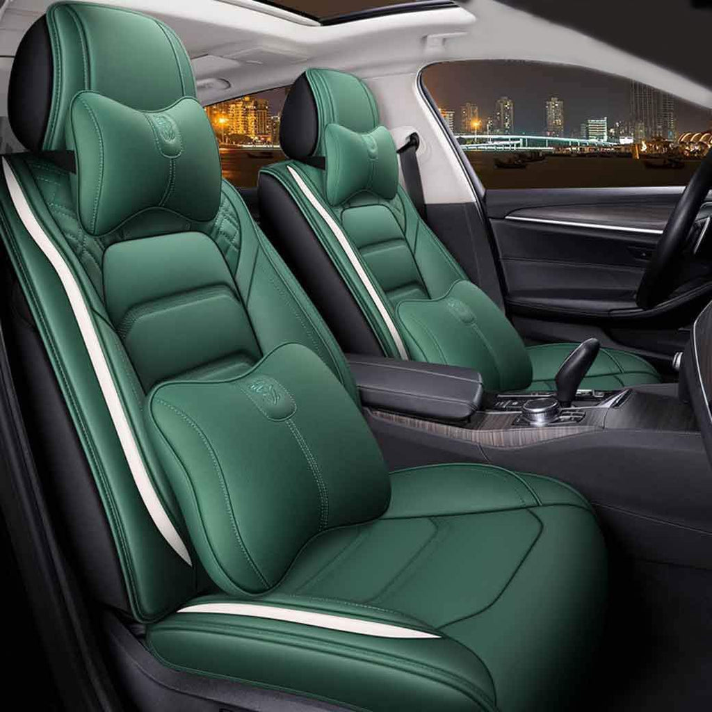Leather Auto Car Seat Covers 5 Seats Full Set (BK - Pink) Q514187