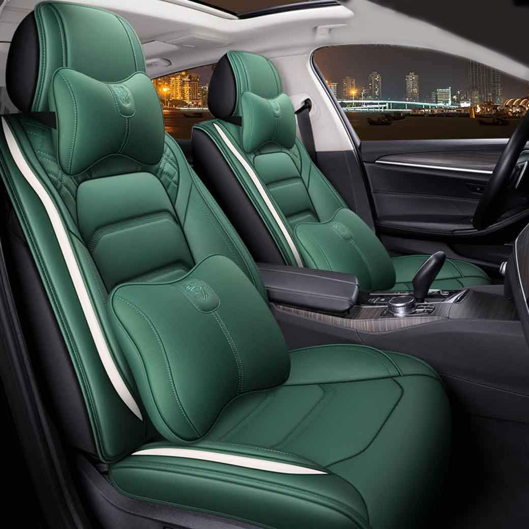 Leather Auto Car Seat Covers 5 Seats Full Set (BK - Pink) Q514187