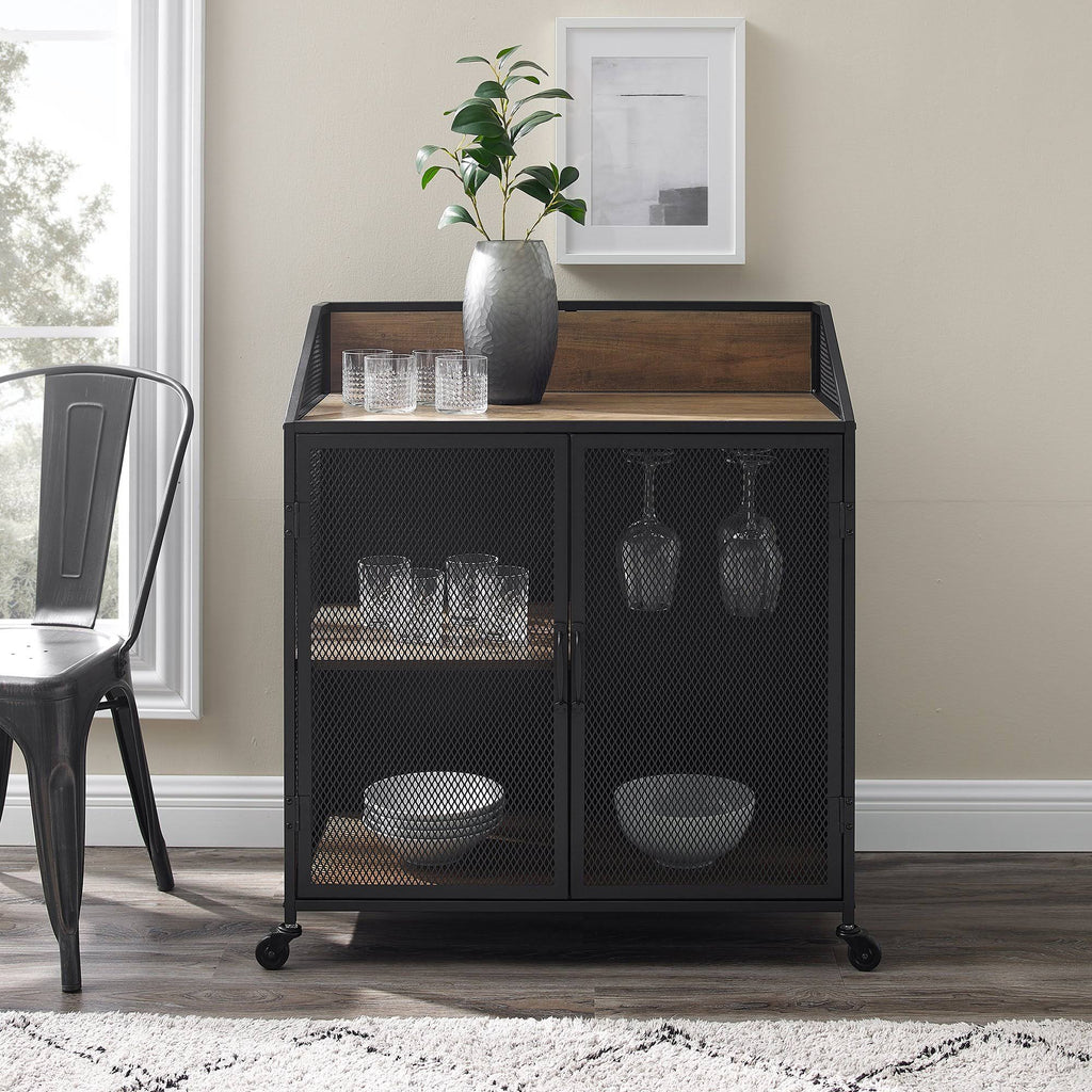 Industrial Bar Cabinet with Wheels G89270