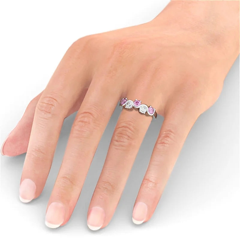 14K White Gold Pink Sapphire Diamond Eternity Band Size 10 K452660
