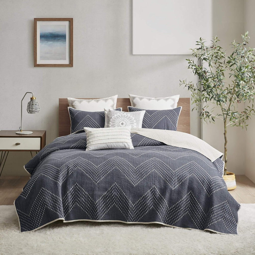 Navy 3 Piece Coverlet Mini Set, King/California King E1513