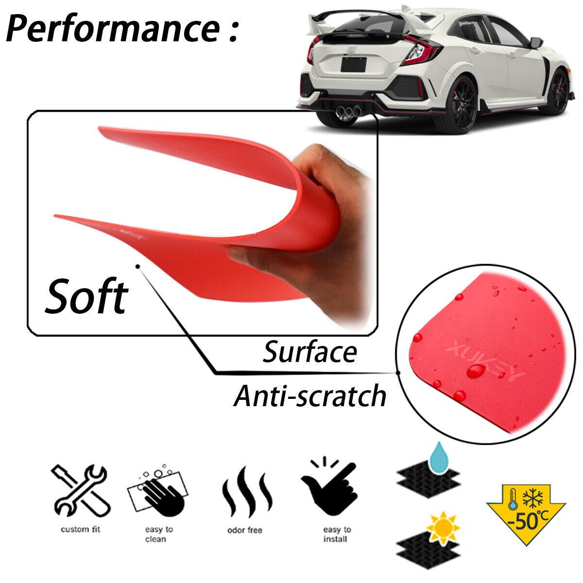 Red Mud Flaps for Honda Civic Type R S Si Coupe U58039