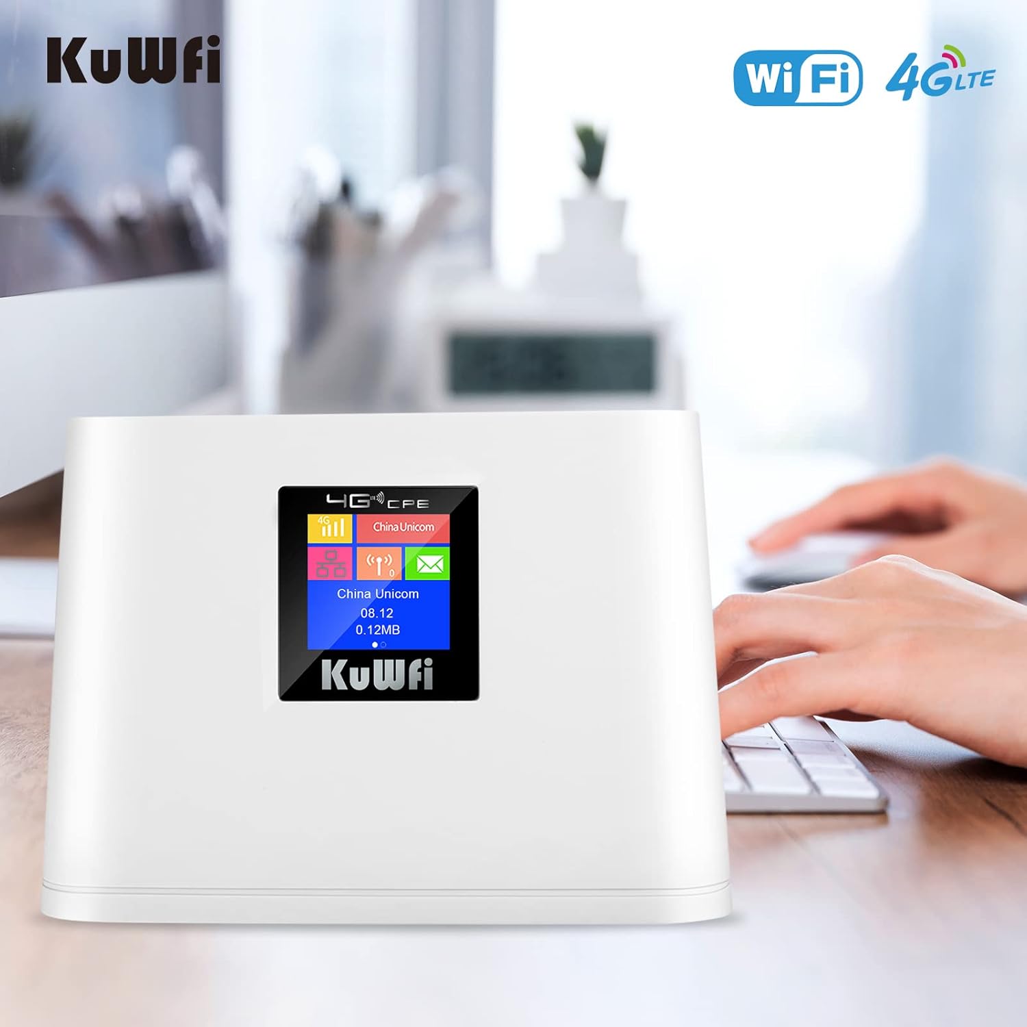 4G LTE Router with SIM Card Slot, Mobile WiFi Hotspot with LCD Display RJ45, 150Mbps, Pack of 2 L533