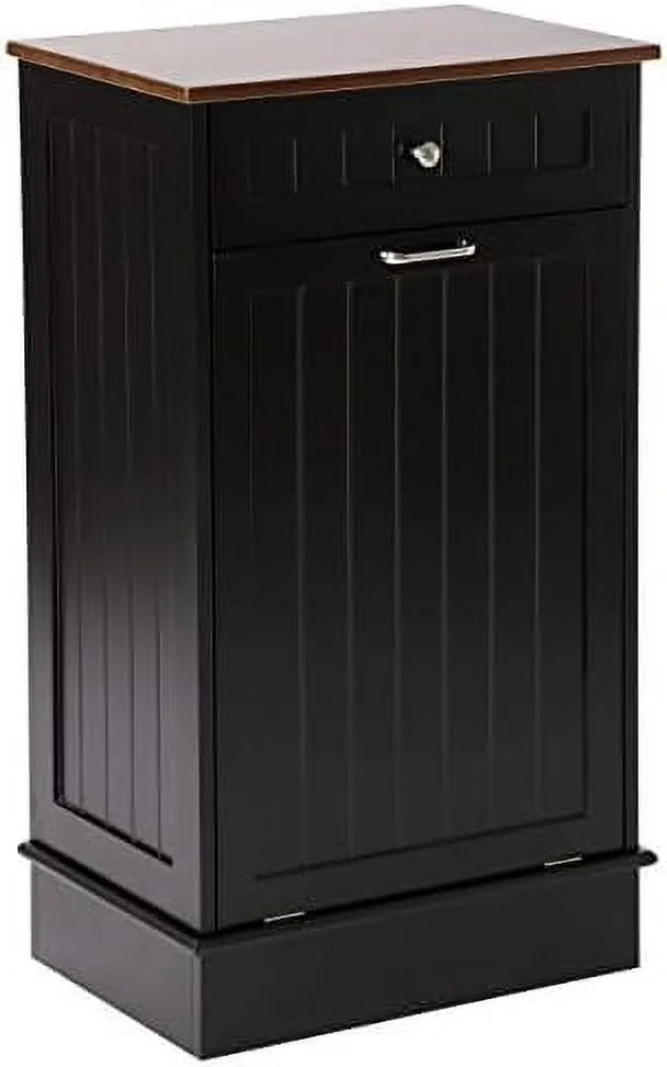 Grey Free-Standing Trash Bin with Drawer and Countertop Q2034